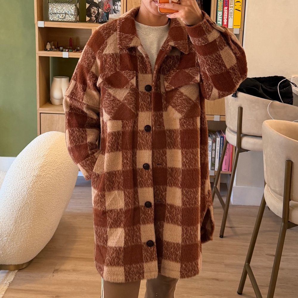 Anthropologie Greylin Brown Checkered Plaid Shacket Jacket